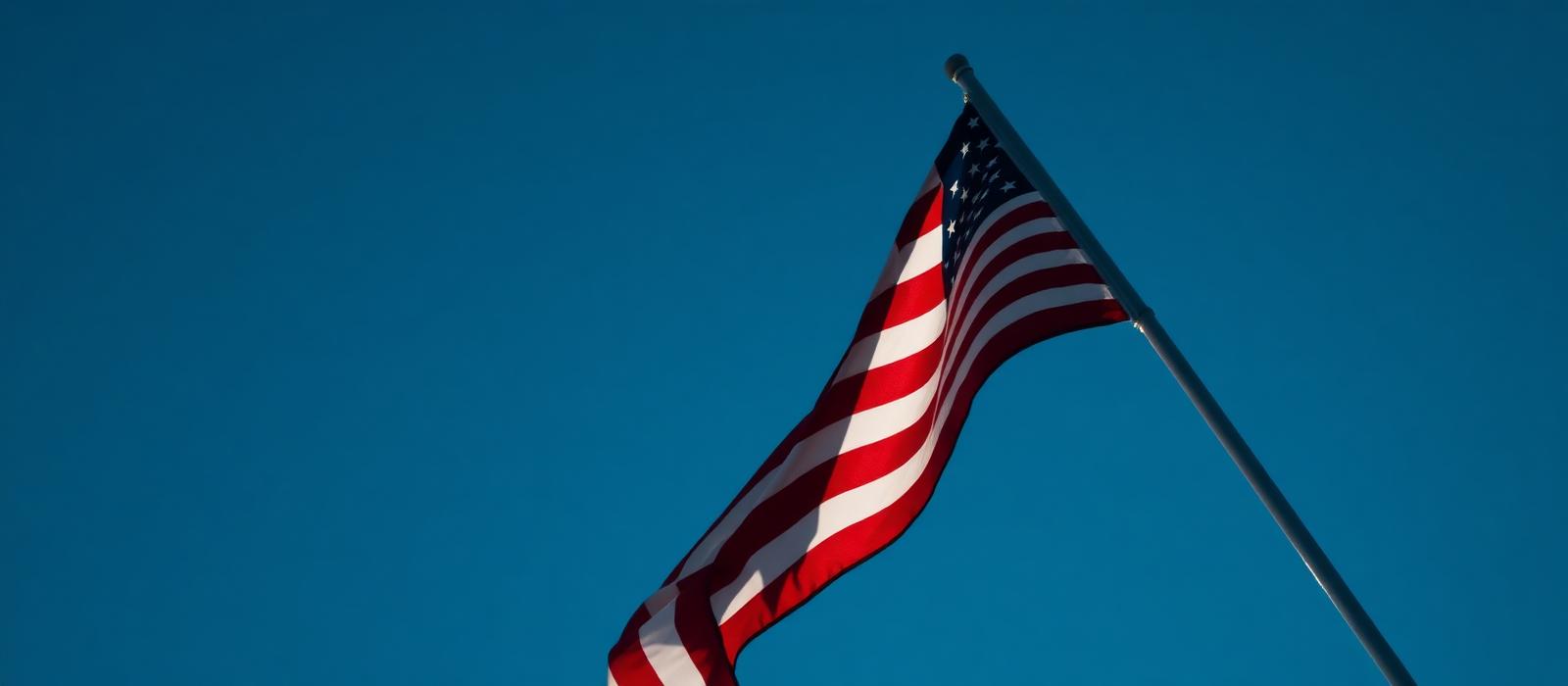 American flag against blue sky